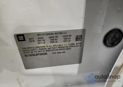 2015 Chevrolet Malibu 2Lt z USA, uszkodzony, nr VIN 1G11D5SL8FF263395